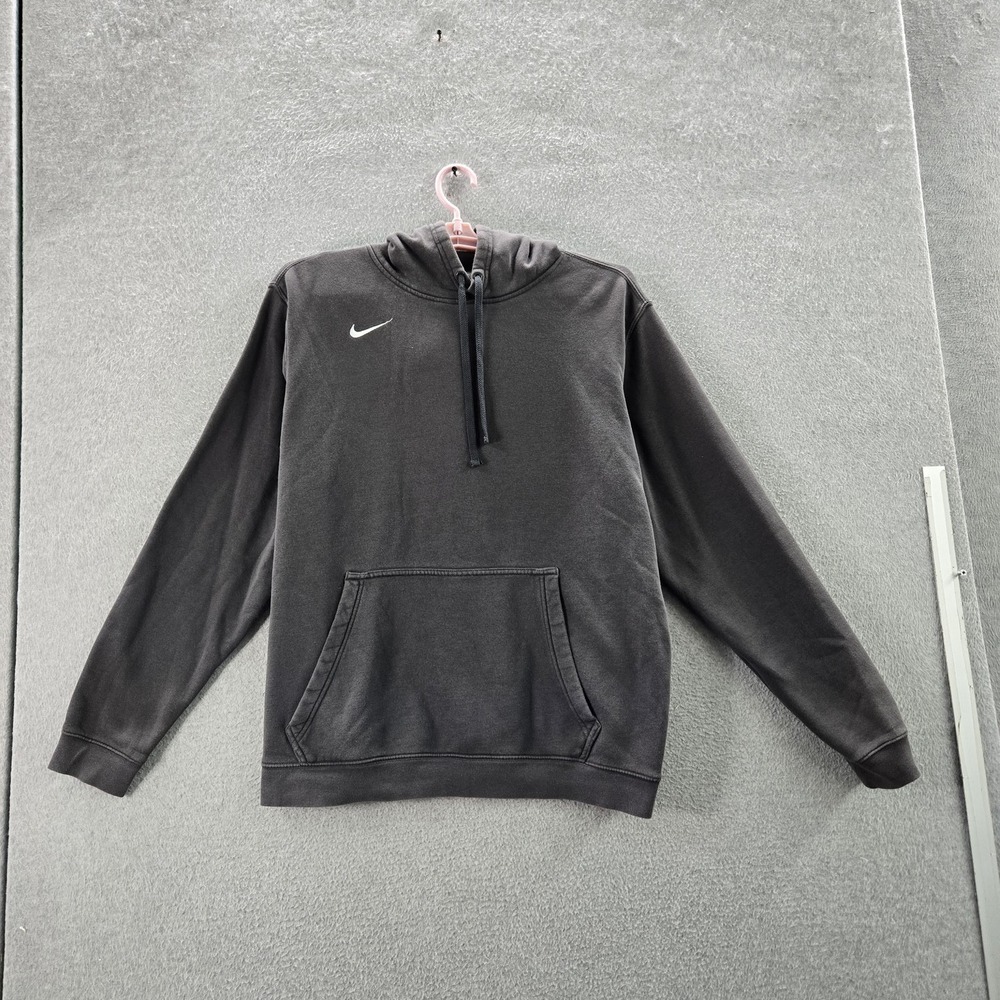 Nike Men Hoodie XL Gray Fleece Logo Zipper Long Sleeve Mini Swoosh Embroidered